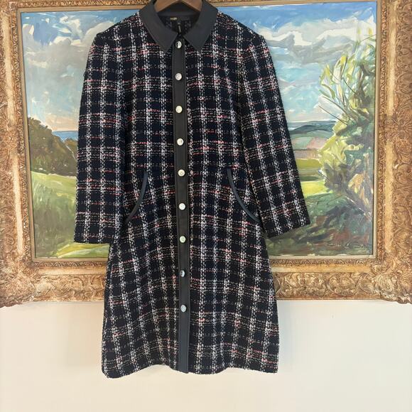 New Maje Paris Renafay Plaid Tweed Bouce Mini Dress Women’s Medium - Picture 6 of 15